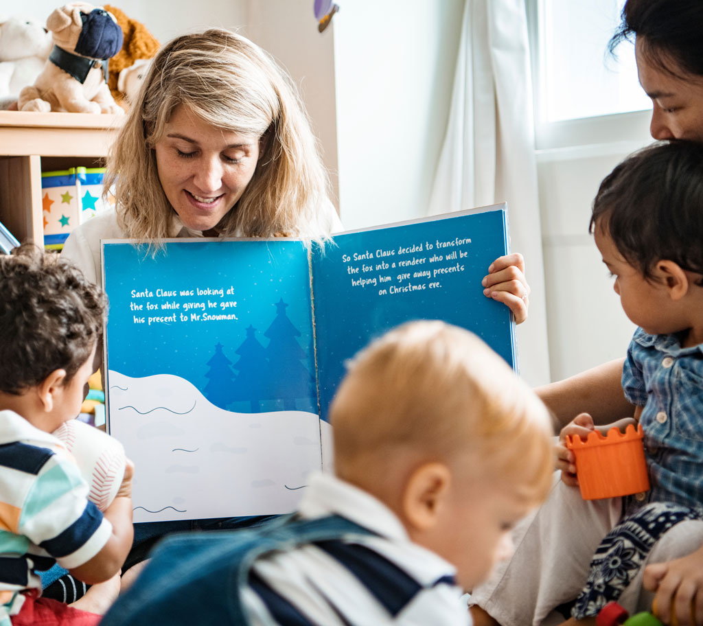 teacher leading storytime for children