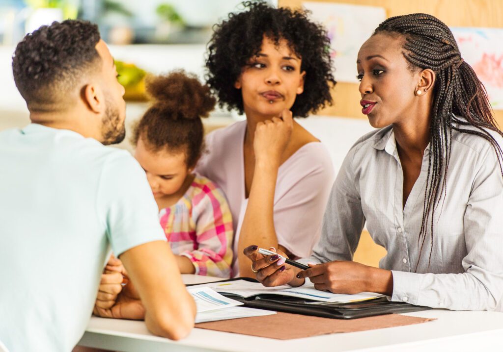 educator and family in conversation